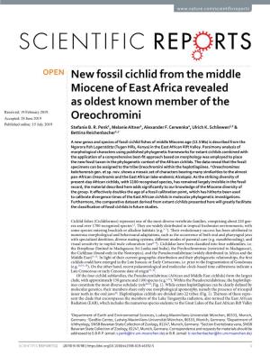 New Fossil Cichlid from the Middle Miocene of East Africa Revealed As