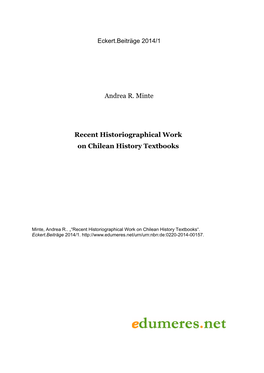 Recent Historiographical Work on Chilean History Textbooks Andrea