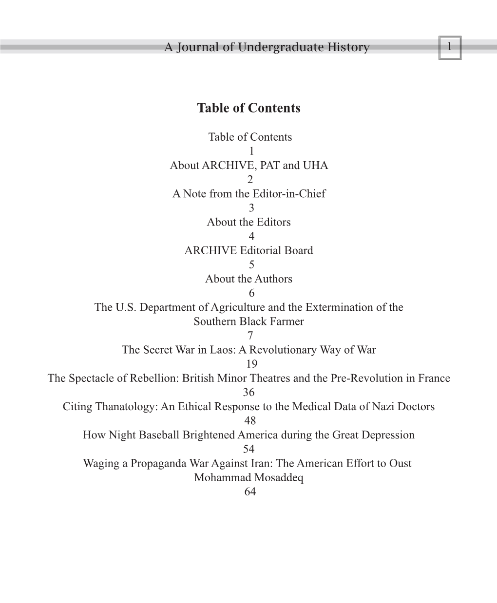 Table of Contents