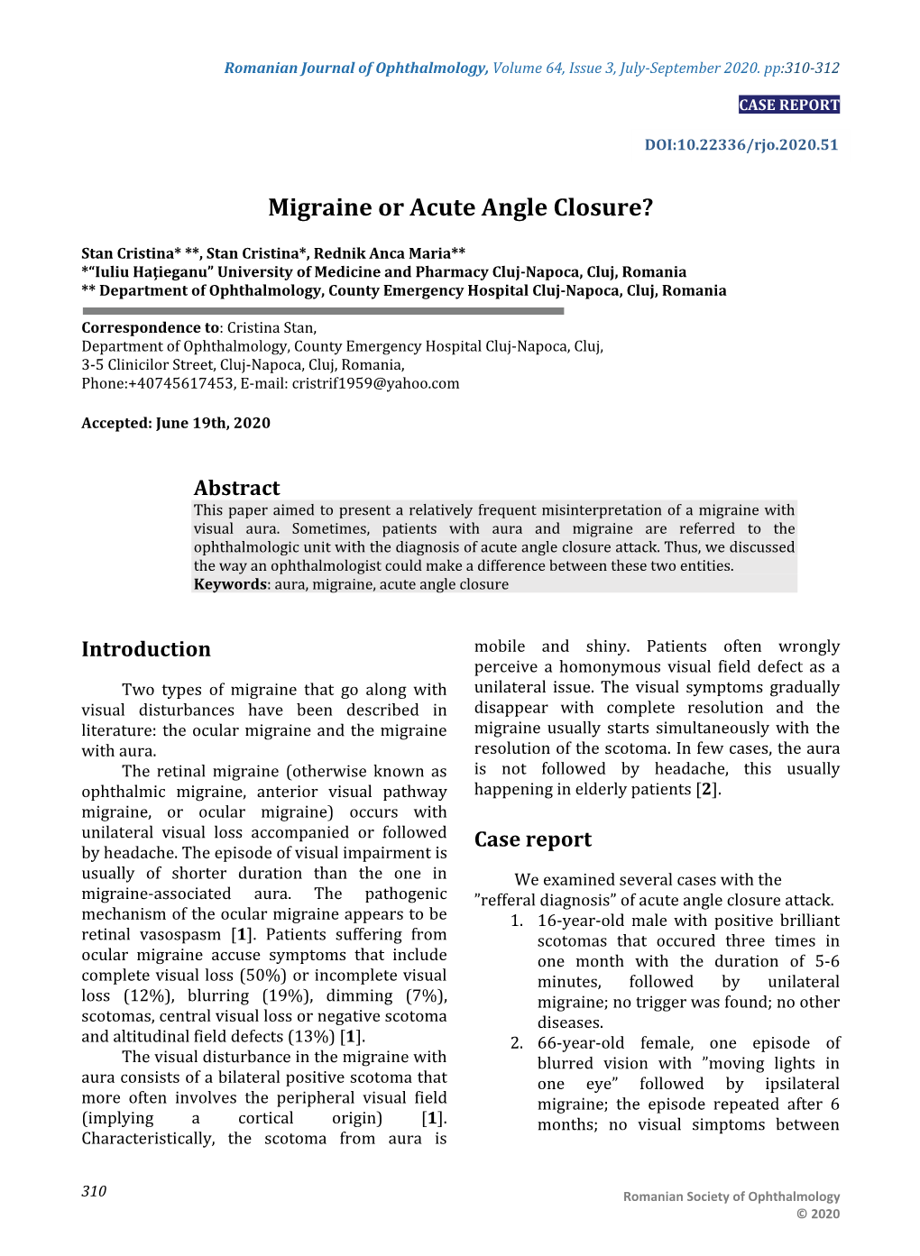 Migraine Or Acute Angle Closure?