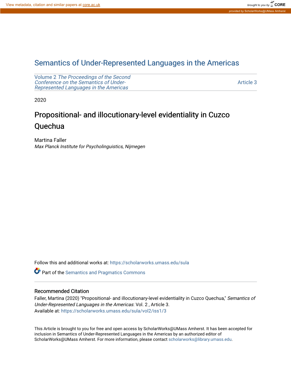 Propositional- and Illocutionary-Level Evidentiality in Cuzco Quechua