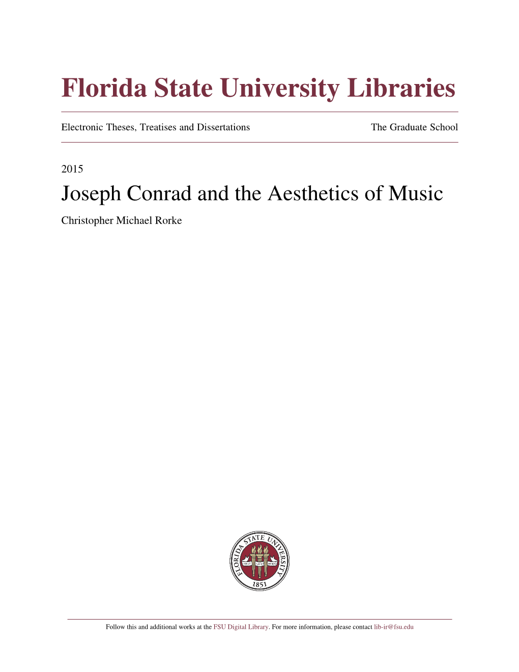 Joseph Conrad and the Aesthetics of Music Christopher Michael Rorke