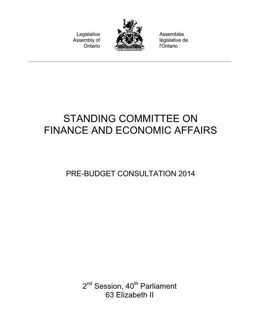 Standing Committee on Finance and Economic Affairs