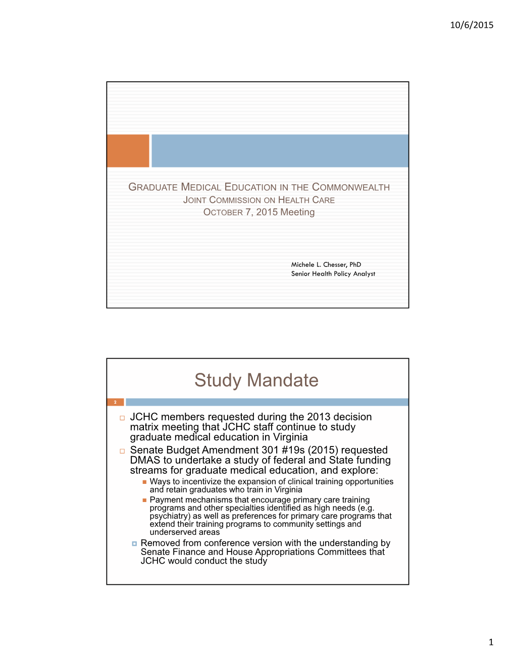 Download Joint Commission on Health Care Study on GME in Virginia