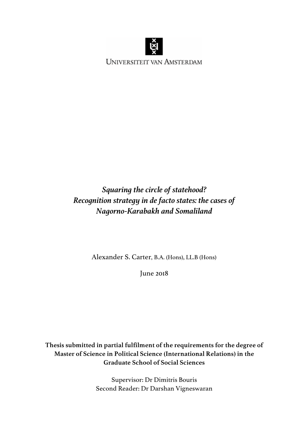 The Cases of Nagorno-Karabakh and Somaliland