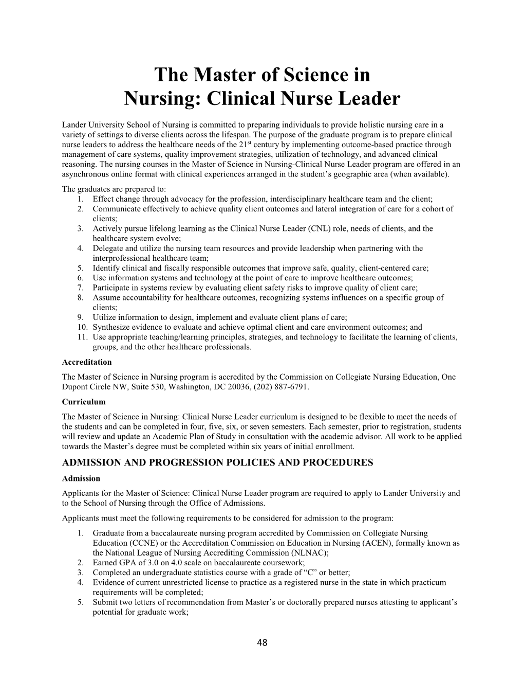 Clinical Nurse Leader