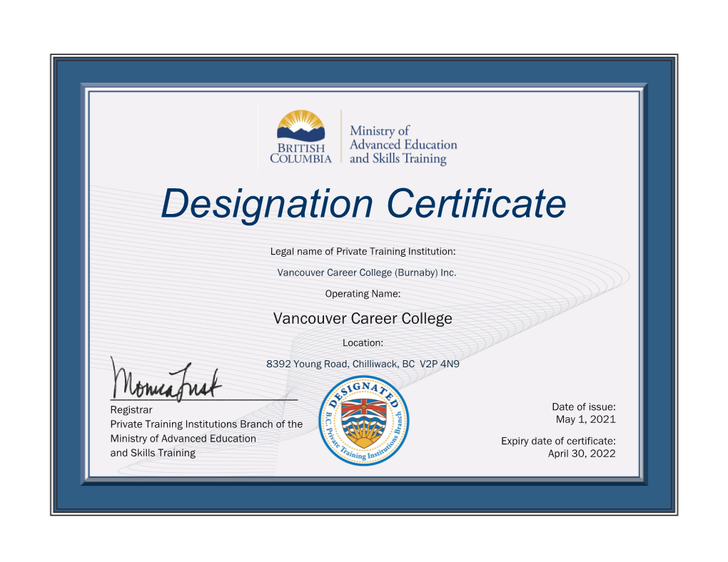 Designation Certificate