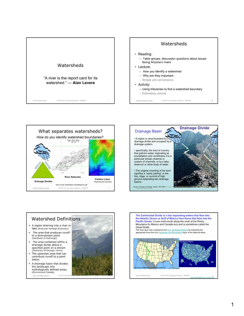 Watershed Definitions the Atlantic Ocean Or Gulf of Mexico from Those That Flow Into the Pacific Ocean