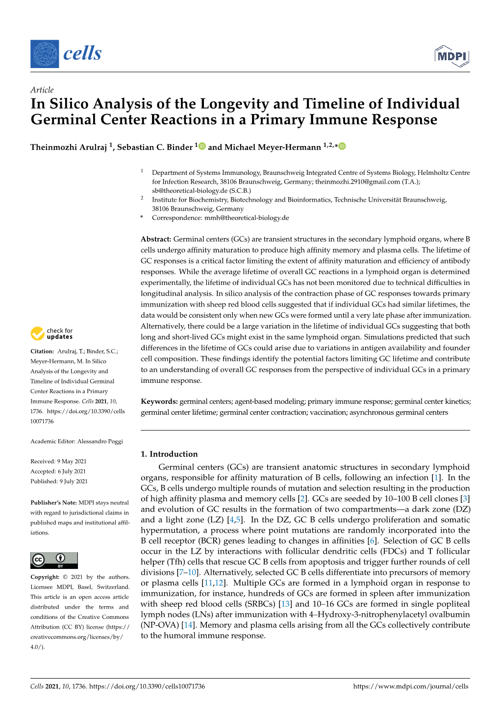 In Silico Analysis of the Longevity and Timeline of Individual Germinal Center Reactions in a Primary Immune Response