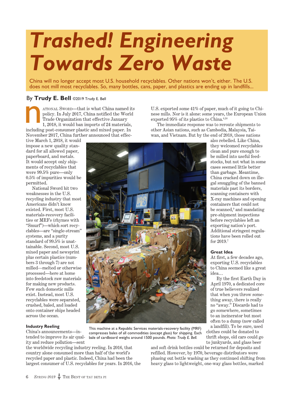 Trashed! Engineering Towards Zero Waste China Will No Longer Accept Most U.S
