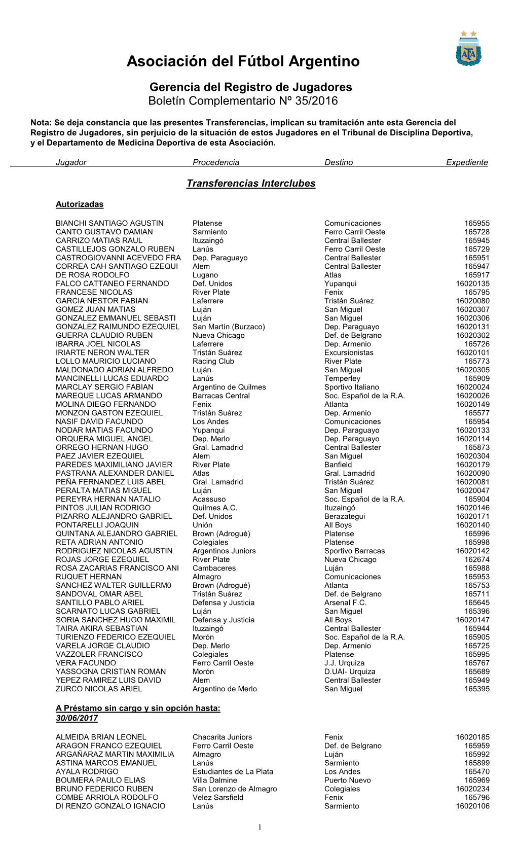 Boletin Jugadores 35-2016