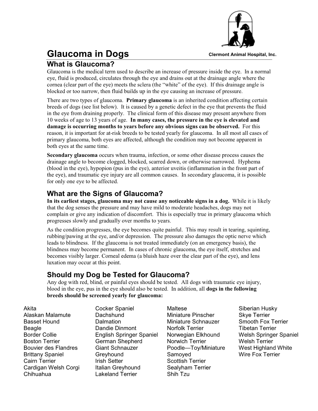 Glaucoma in Dogs Clermont Animal Hospital , Inc