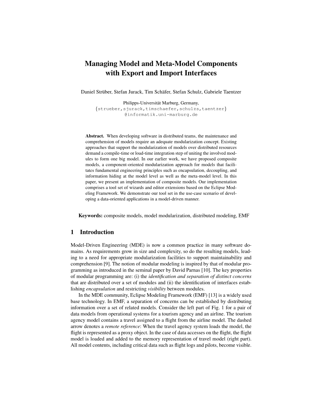 Managing Model and Meta-Model Components with Export and Import Interfaces