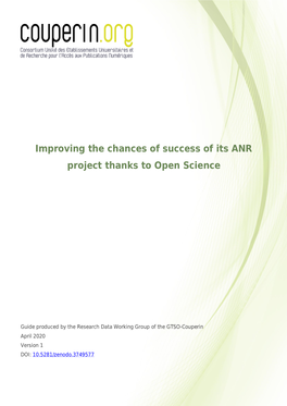 Improving the Chances of Success of Its ANR Project Thanks to Open Science