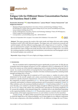 Fatigue Life for Different Stress Concentration Factors for Stainless