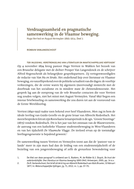 Verdraagzaamheid En Pragmatische Samenwerking in De Vlaamse Beweging