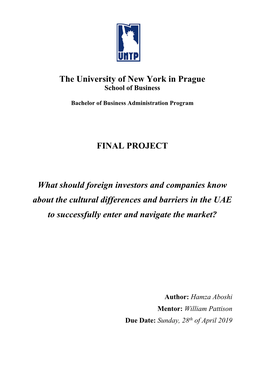 The University of New York in Prague FINAL PROJECT What Should