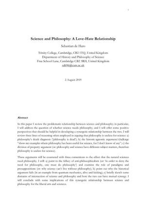 Science and Philosophy: a Love-Hate Relationship