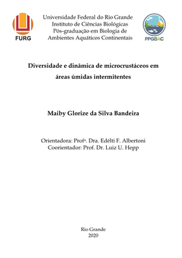 Diversidade E Dinâmica De Microcrustáceos Em Áreas Úmidas Intermitentes