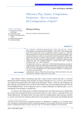 How to Analyze the Configurations of Sport?1