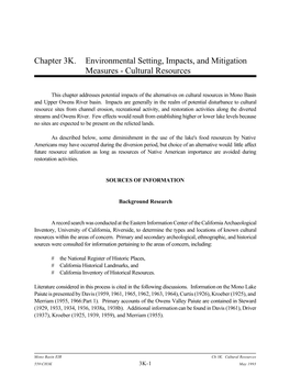 Chapter 3K. Environmental Setting, Impacts, and Mitigation Measures - Cultural Resources
