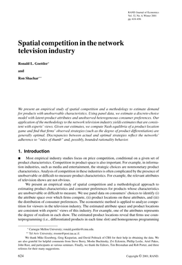 Spatial Competition in the Network Television Industry