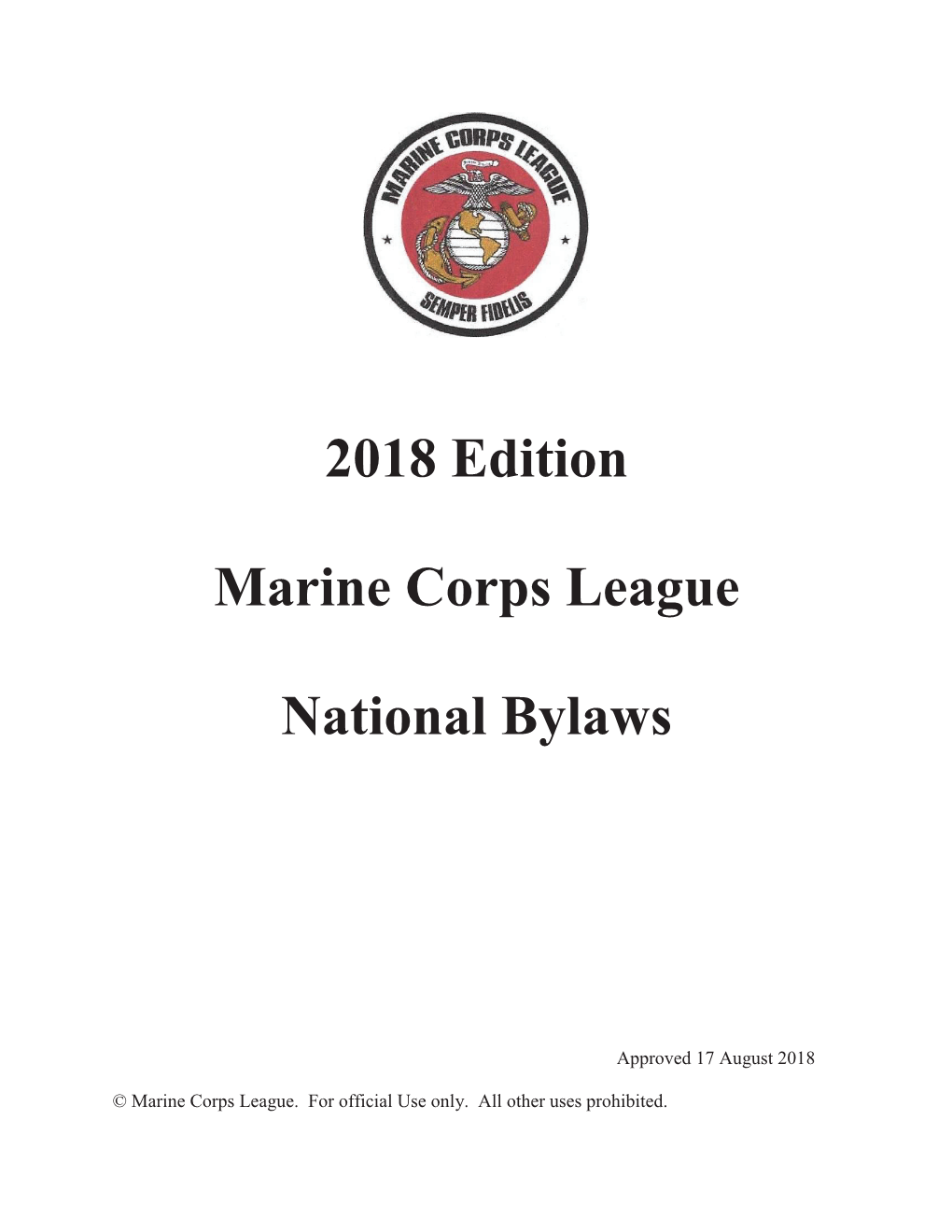 2018 Edition Marine Corps League National Bylaws