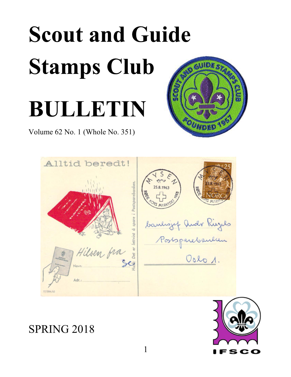 Scout and Guide Stamps Club Bulletin, 2018