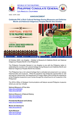 ANNOUNCEMENT Celebrate PHL's Rich Cultural Heritage During