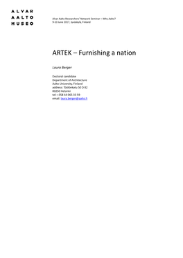 ARTEK – Furnishing a Nation