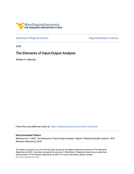 The Elements of Input-Output Analysis