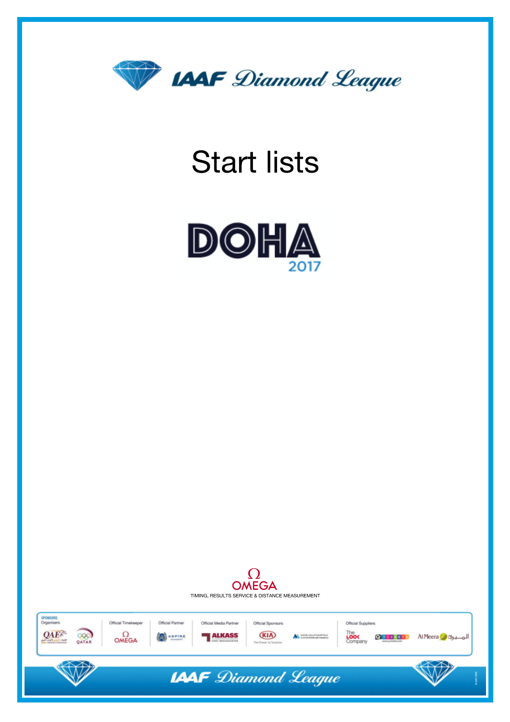 Doha 2017: Start Lists