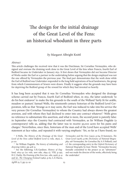 The Design for the Initial Drainage of the Great Level of the Fens: an Historical Whodunit in Three Parts