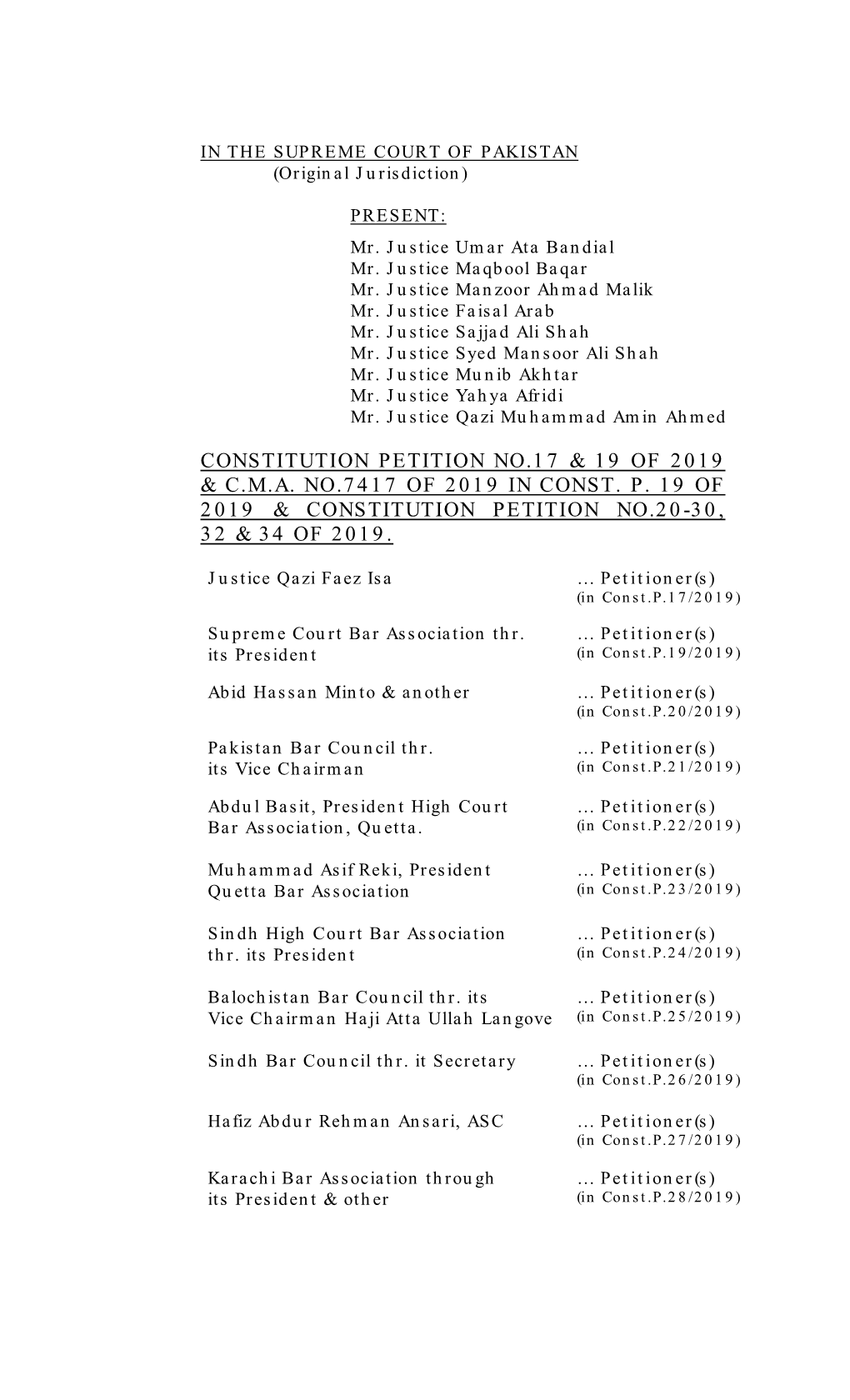 Constitution Petition No.17 & 19 Of