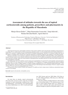 Assessment of Attitudes Towards the Use of Topical Corticosteroids Among Patients, Prescribers and Pharmacists in the Republic of Macedonia