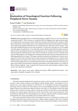 Restoration of Neurological Function Following Peripheral Nerve Trauma