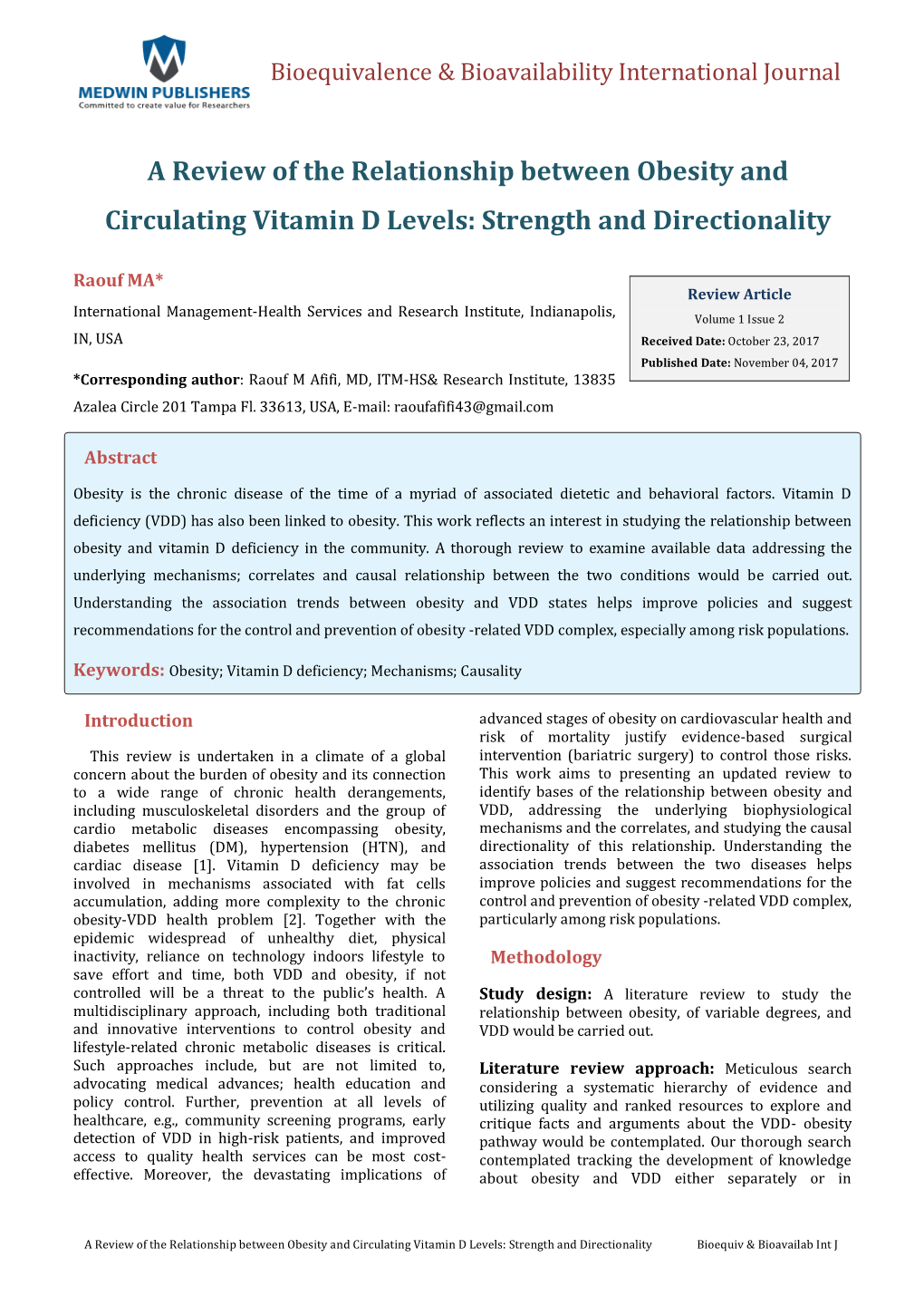 A Review of the Relationship Between Obesity and Circulating Vitamin D Levels: Strength and Directionality