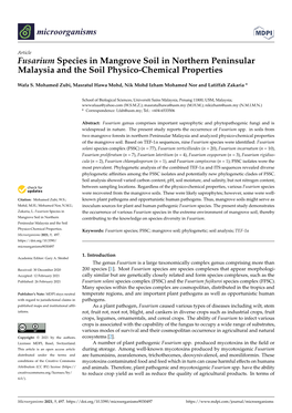Fusarium Species in Mangrove Soil in Northern Peninsular Malaysia and the Soil Physico-Chemical Properties