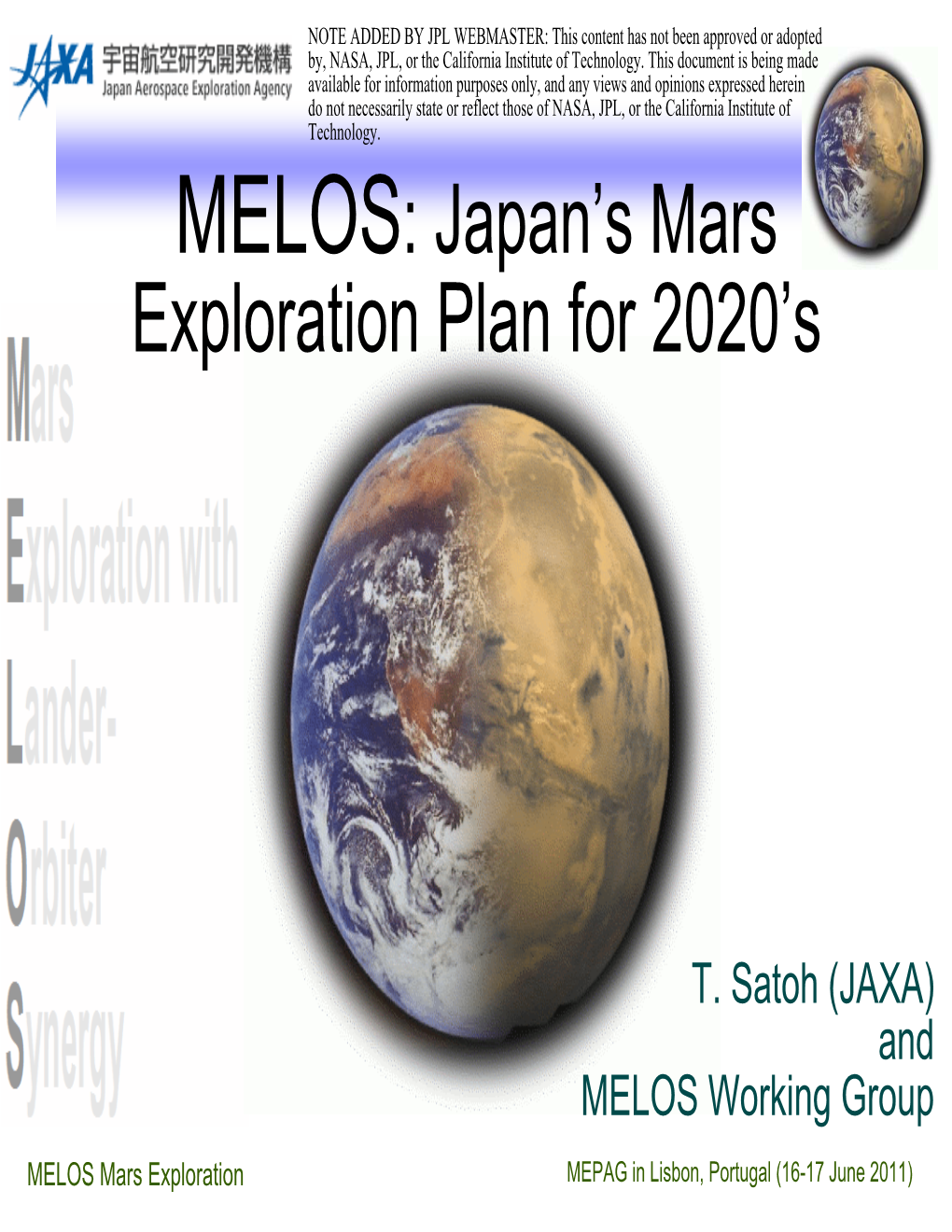 MELOS: Japan's Mars Exploration Plan for 2020'S