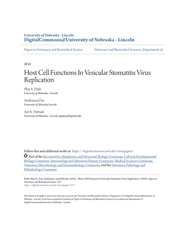 Host Cell Functions in Vesicular Stomatitis Virus Replication Phat X