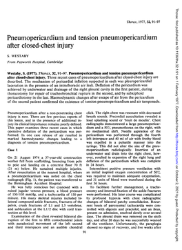 Pneumopericardium and Tension Pneumopericardium After Closed-Chest Injury