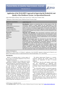 Application of the 5S-KAIZEN Approach in Improving the Productivity and Quality of the Healthcare System: an Operational Research
