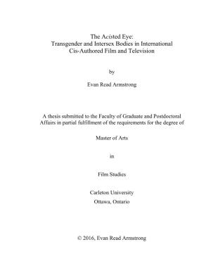 The Acisted Eye: Transgender and Intersex Bodies in International Cis-Authored Film and Television