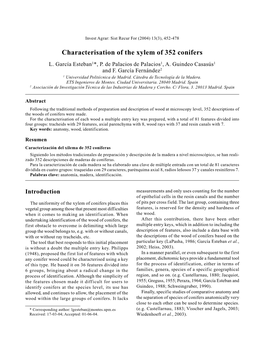 Characterisation of the Xylem of 352 Conifers L