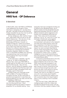 General HMS York - OP Deference