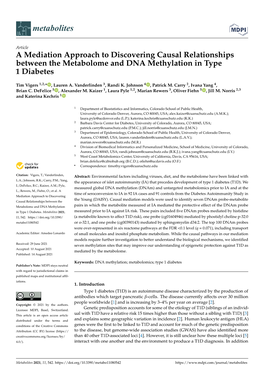 A Mediation Approach to Discovering Causal Relationships Between the Metabolome and DNA Methylation in Type 1 Diabetes