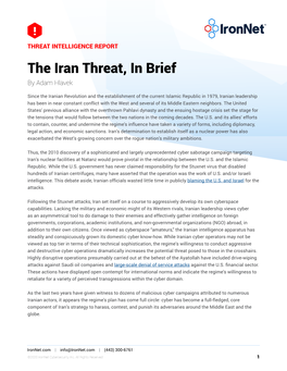 The Iran Threat, in Brief by Adam Hlavek