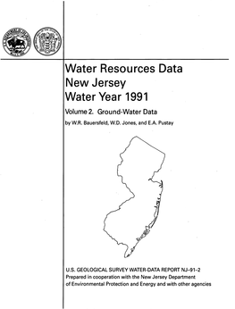 Water Resources Data New Jersey Water Year 1991 Volume 2