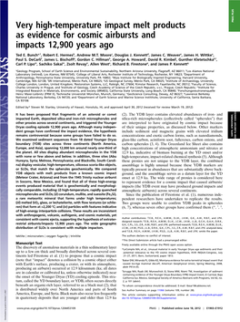 Very High-Temperature Impact Melt Products As Evidence for Cosmic