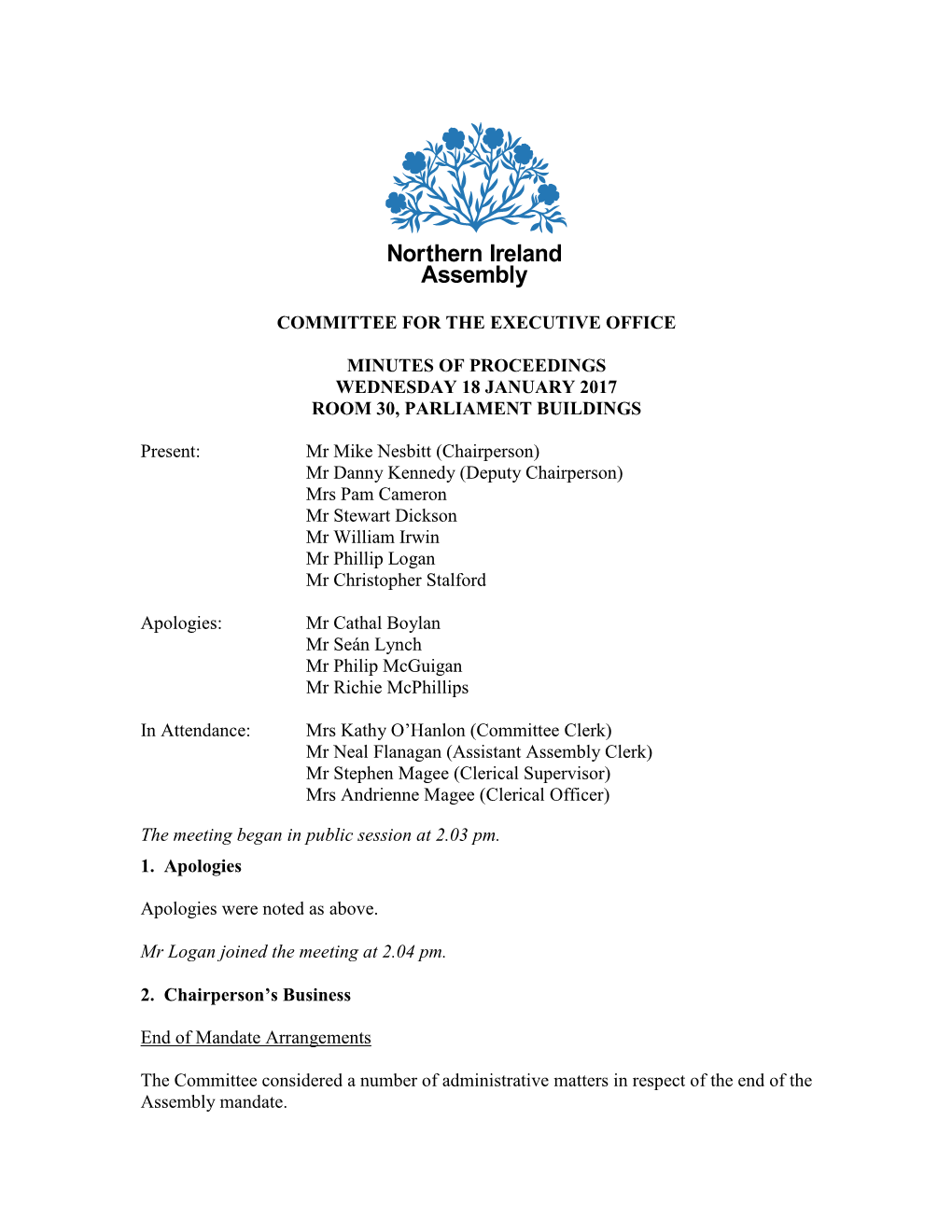 Committee for the Executive Office